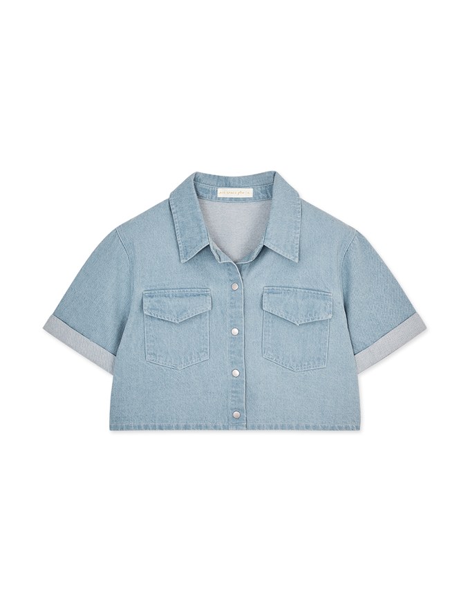 Button Up Denim Jeans Crop Top