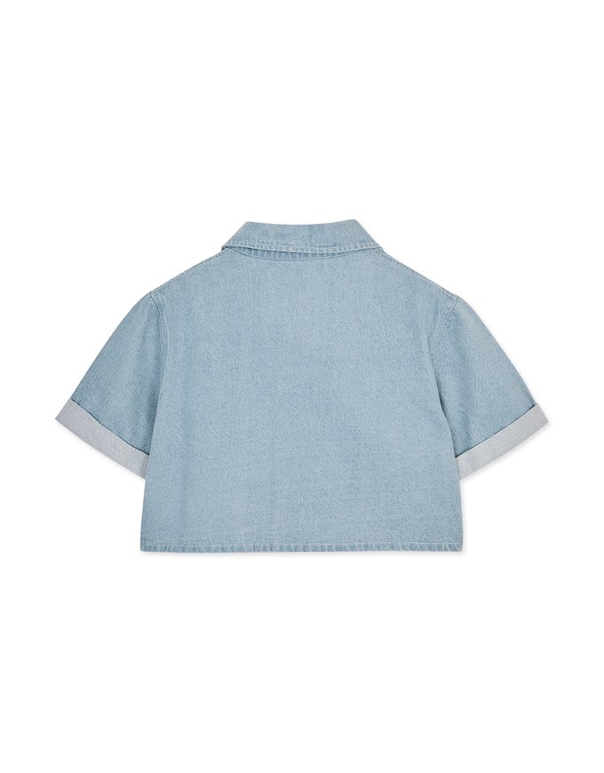 Button Up Denim Jeans Crop Top
