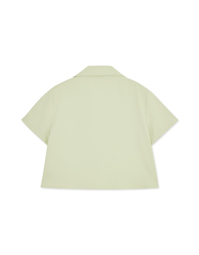 Lapel Round Button Crop Top