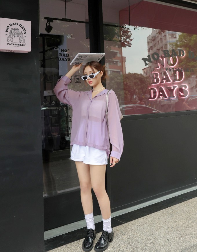 Sheer Oversized Blouse Shirt