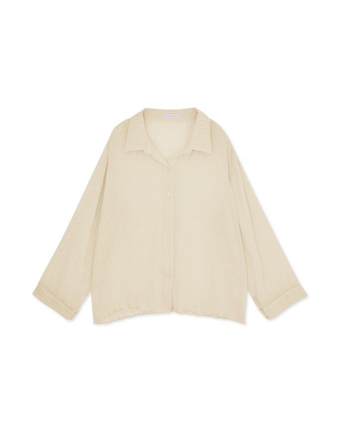 Wrinkled Sheer Blouse Shirt