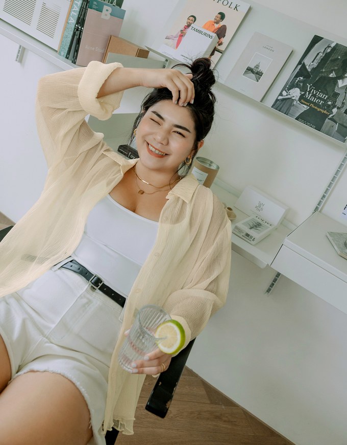 Wrinkled Sheer Blouse Shirt