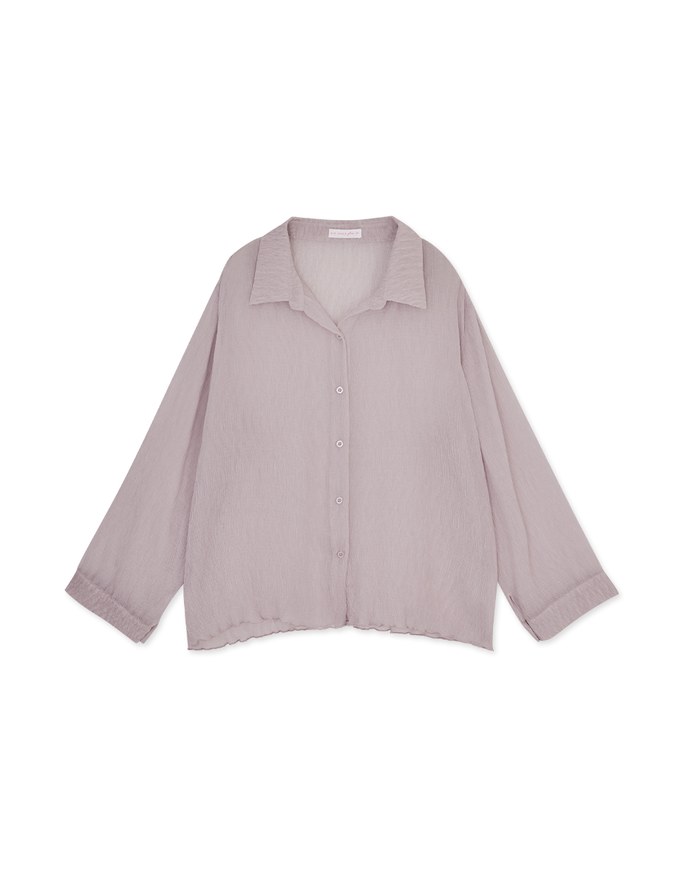 Wrinkled Sheer Blouse Shirt