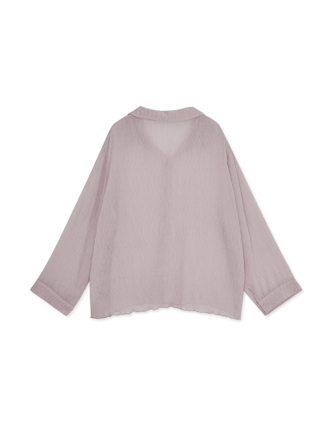 Wrinkled Sheer Blouse Shirt