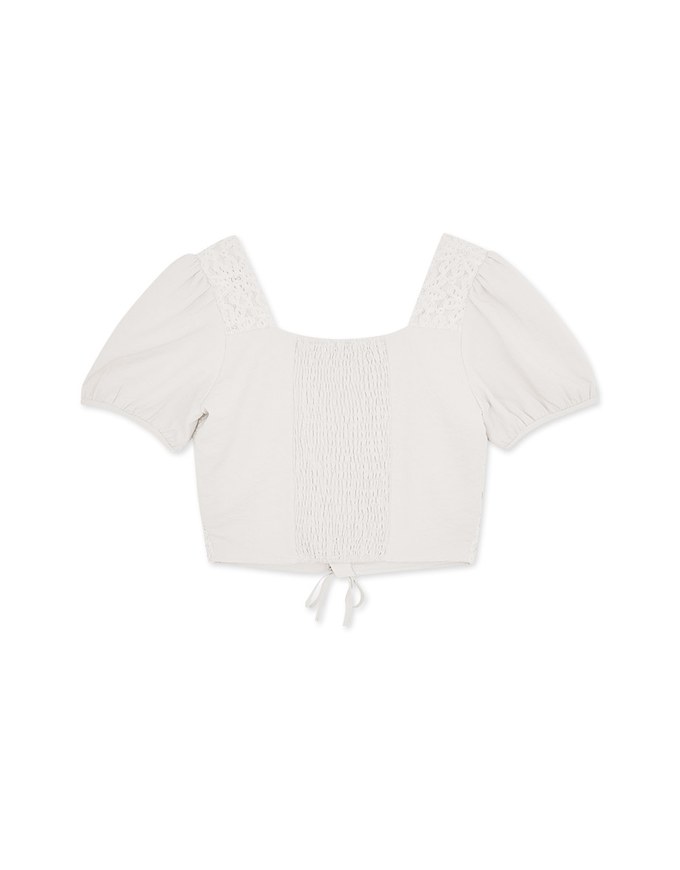 Petal Lace Tie Short Sleeve Top