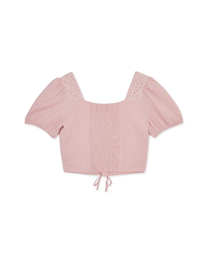 Petal Lace Tie Short Sleeve Top