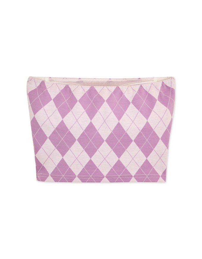 【AiR 2.0】Seamless Checkered Bra Padded Tube Top ( With Padding)