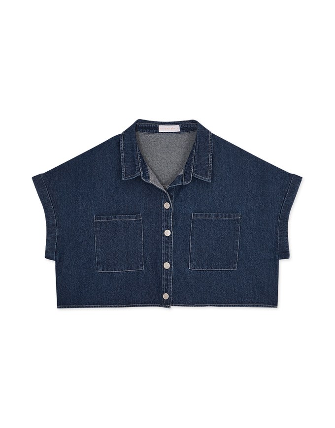 Casual Chic Button Up Denim Jeans Top