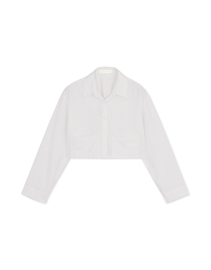 Simple Crop Long Sleeve Blouse Shirt