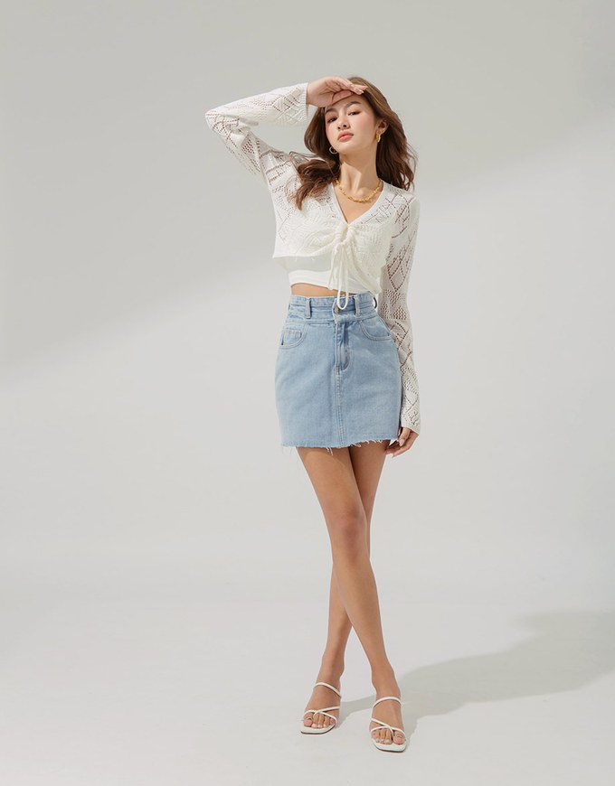 High Waisted Denim Jeans Skirt