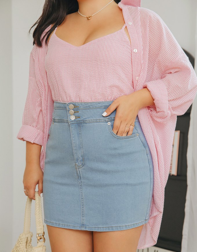 【Den!m LITE】Cooling Denim SKIRT No Filter Slimming Denim Jeans Skirt