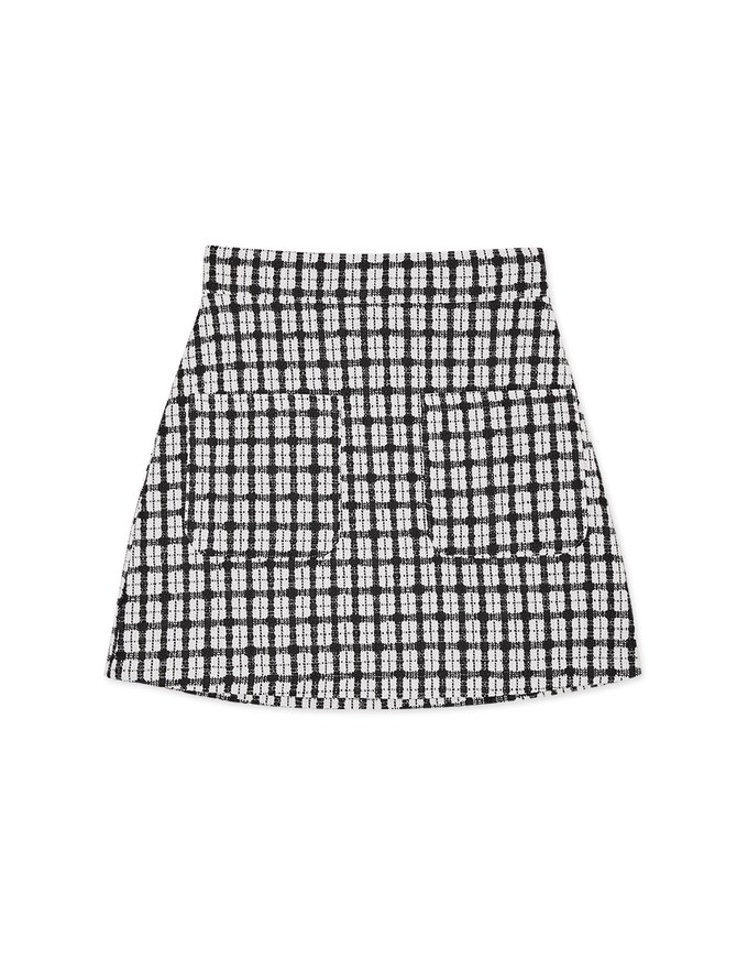 Tweed Checkered Color Skirt