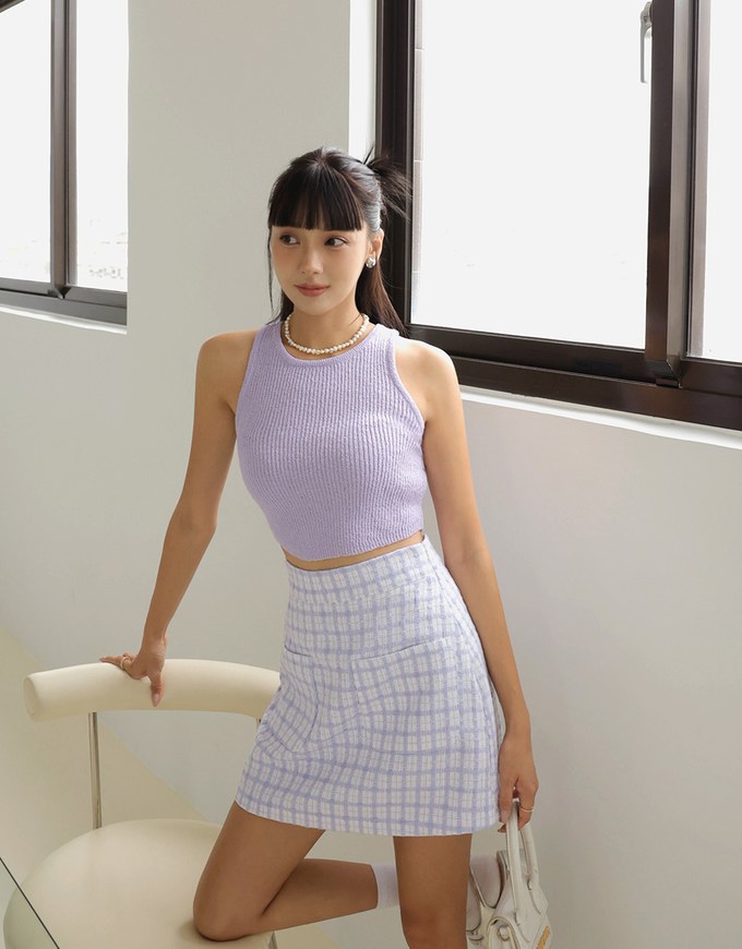 Tweed Checkered Color Skirt