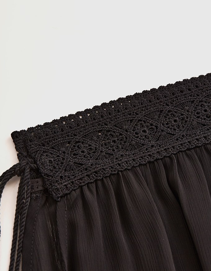 Lace Tassel Bikini Cover Wrap Skirt with Slit