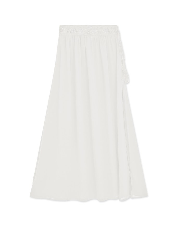 Lace Tassel Bikini Cover Wrap Skirt with Slit