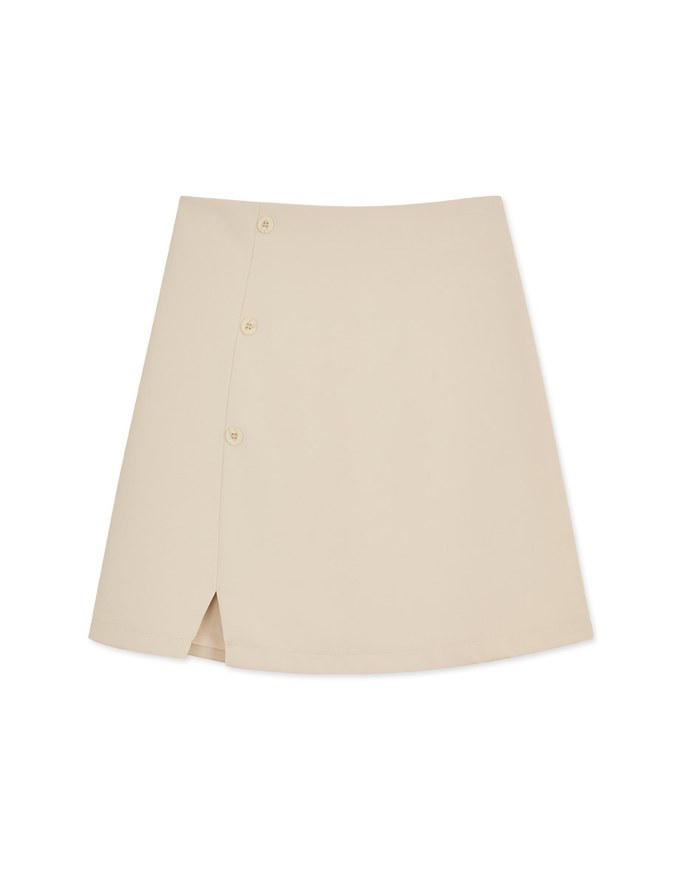 Button-Breasted SideSlit Skirt
