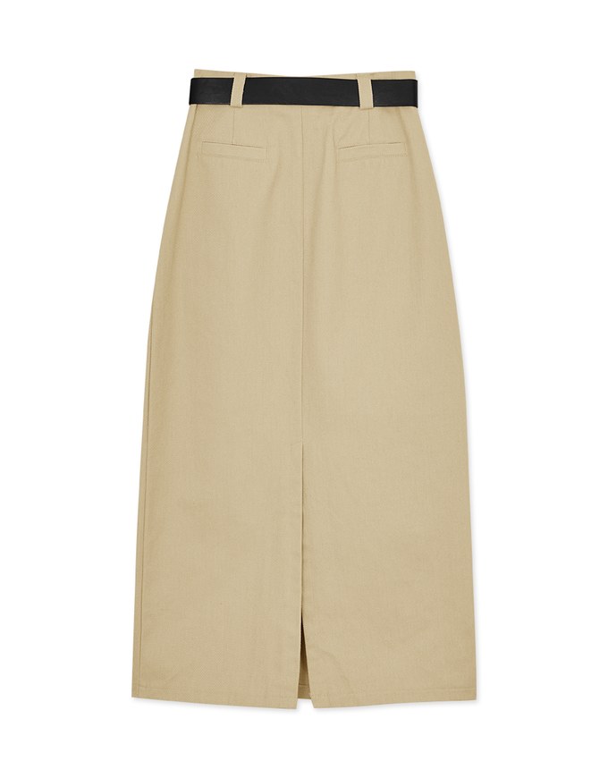 Straight Denim Jeans Maxi Skirt (With Belt)