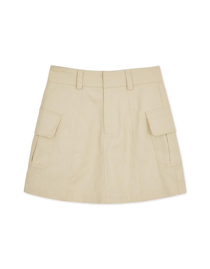 A Line High Waisted Cargo Style Skirt