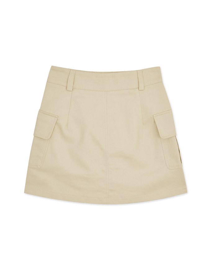 A Line High Waisted Cargo Style Skirt