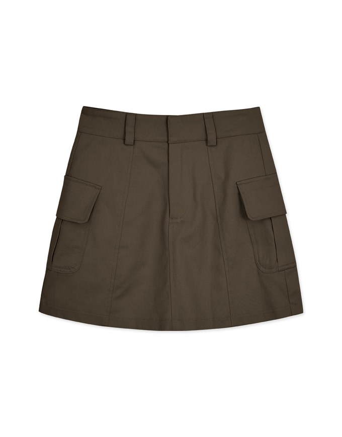A Line High Waisted Cargo Style Skirt