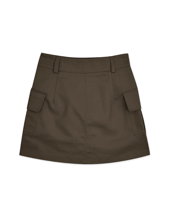 A Line High Waisted Cargo Style Skirt