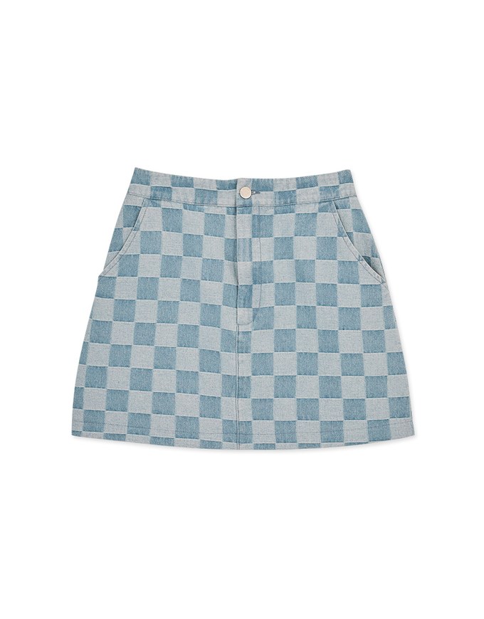 CheckerBoard Denim Jeans Skirt