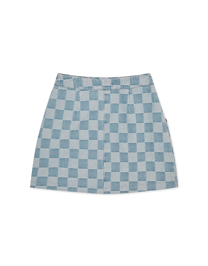 CheckerBoard Denim Jeans Skirt
