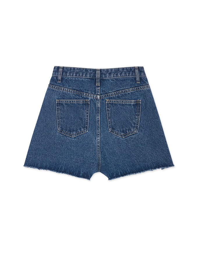 Asymmetric Denim Jeans Shorts