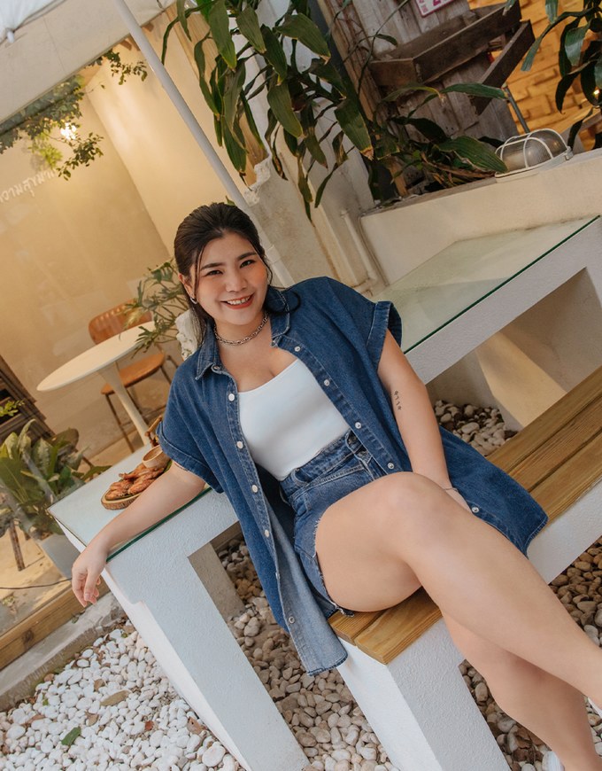 Asymmetric Denim Jeans Shorts