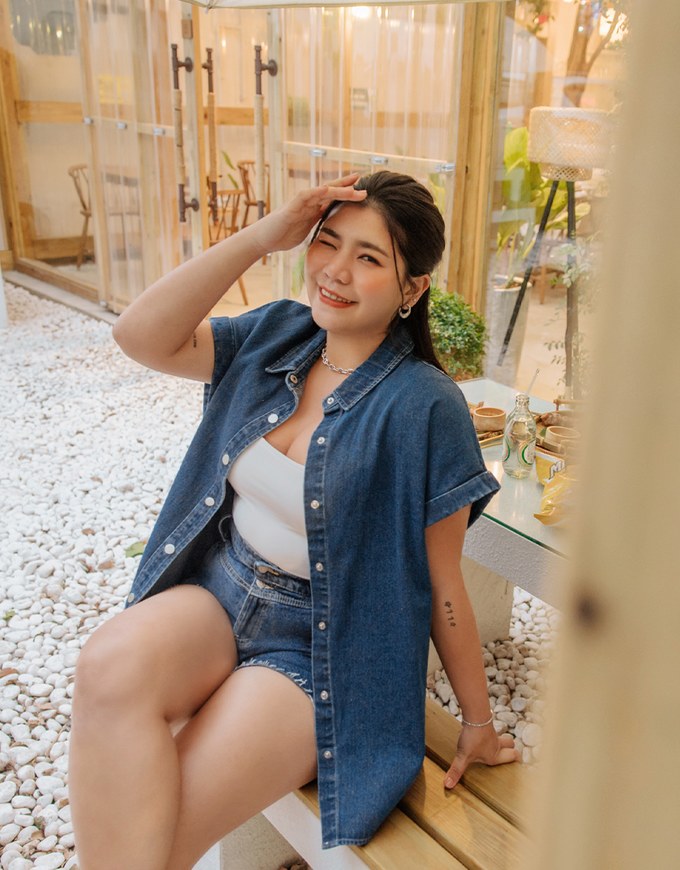 Asymmetric Denim Jeans Shorts