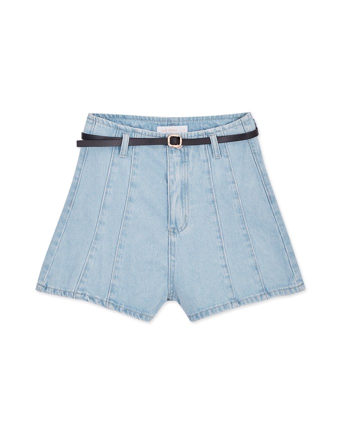 High Waisted Denim Jeans Shorts (With Belt)