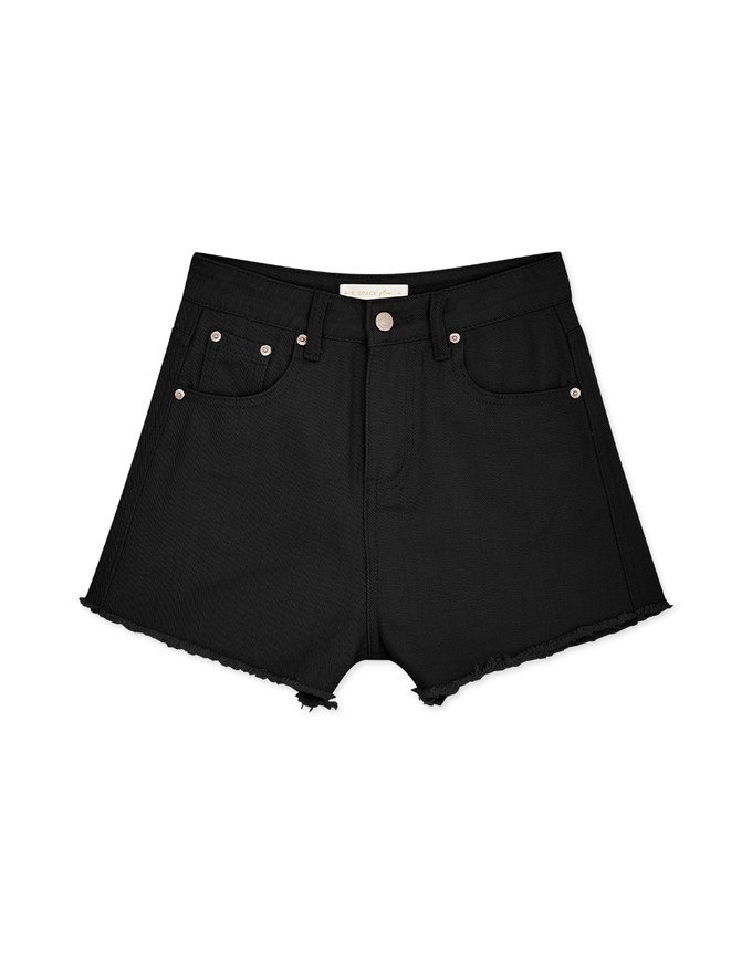 Distressed Hem High Waisted Denim Jeans Shorts