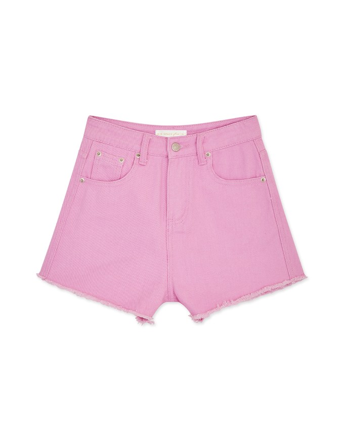 Distressed Hem High Waisted Denim Jeans Shorts