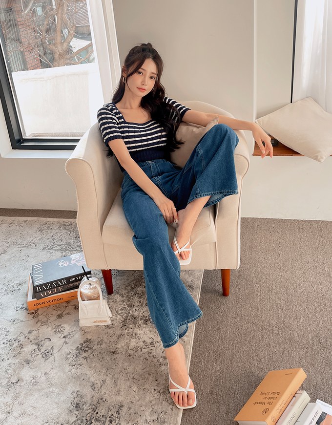 【Den!m LITE】Perfect Waistline JEANS PANTS Airy Lightweight Fabric Extra High Waisted Slimming Jeans Skirt DNA