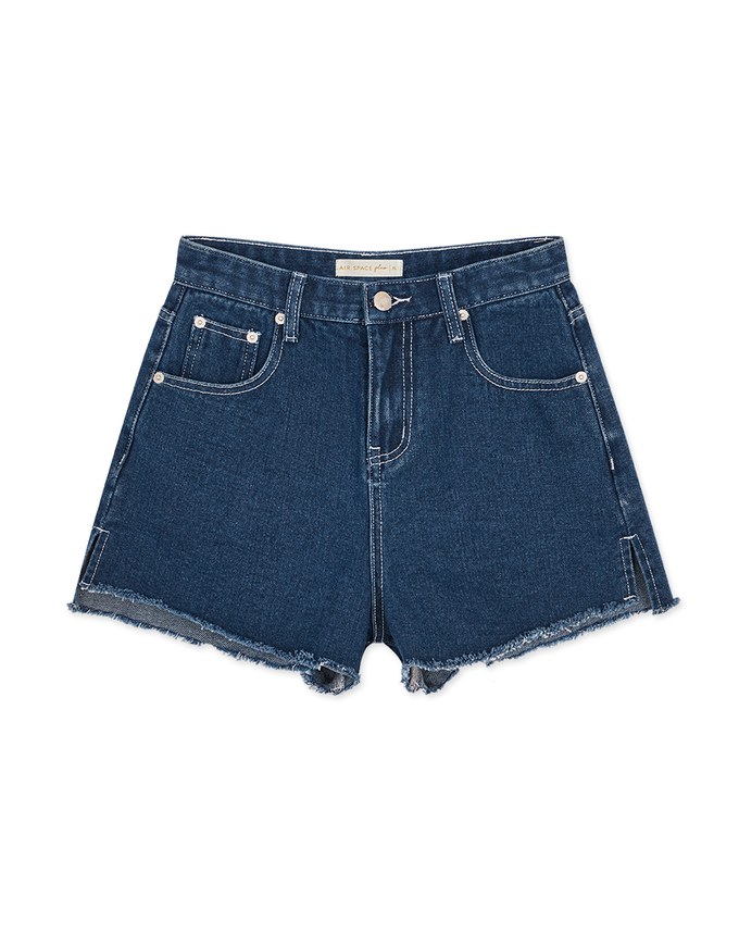 Distressed Hem Denim Jeans Shorts