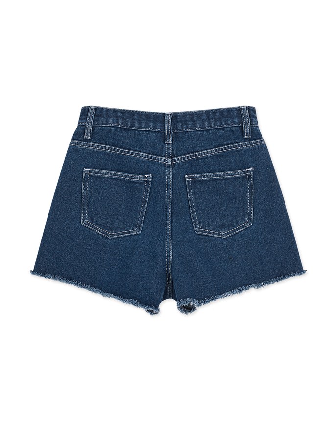 Distressed Hem Denim Jeans Shorts
