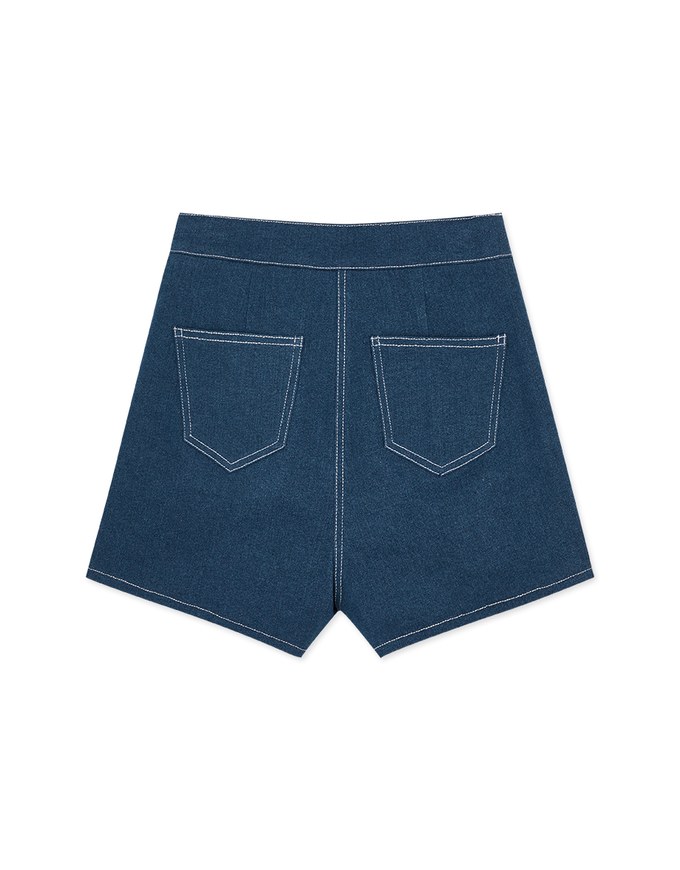 Denim Jeans Side Button Skorts