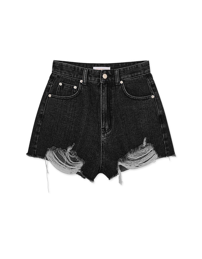 Distressed Hem Denim Jeans Shorts