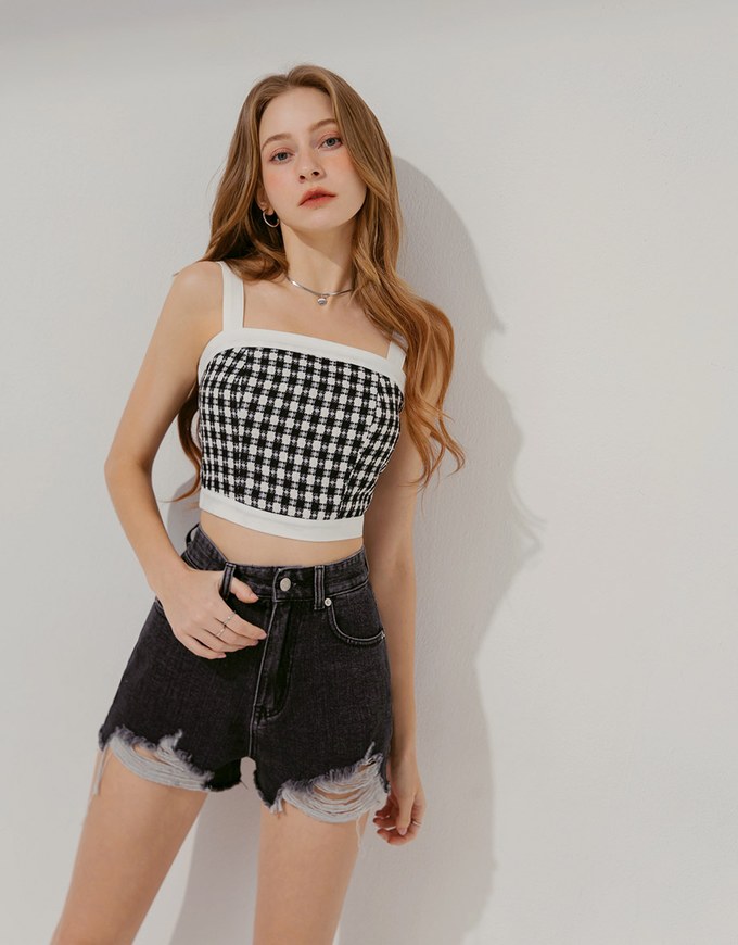 Distressed Hem Denim Jeans Shorts