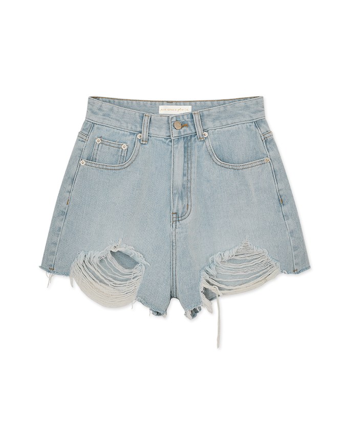 Distressed Hem Denim Jeans Shorts