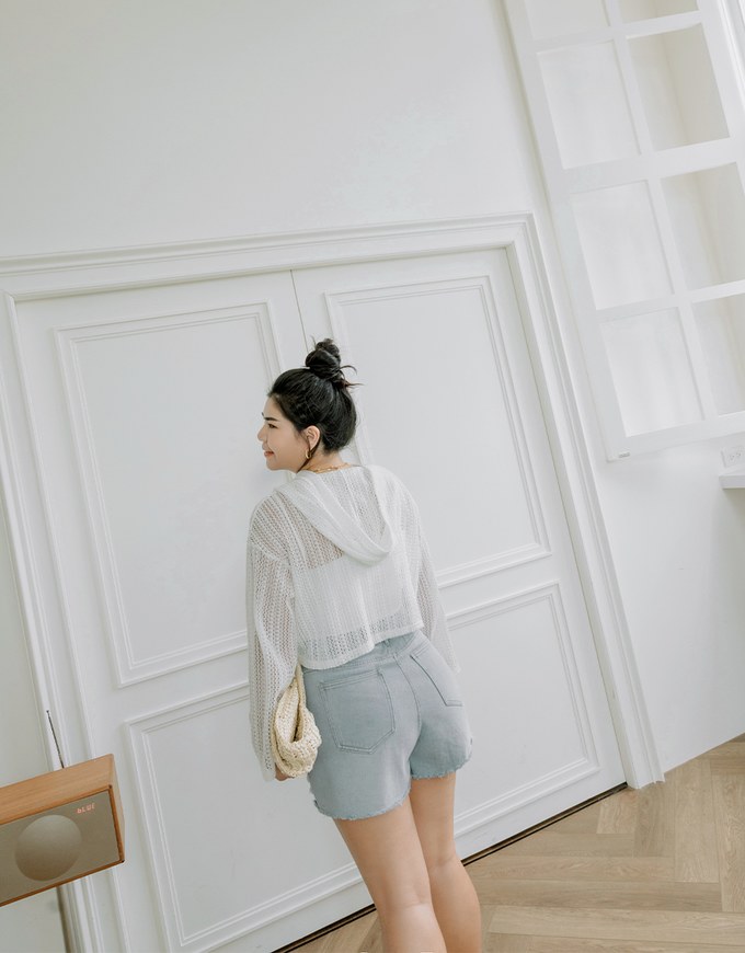 Distressed Hem Denim Jeans Shorts