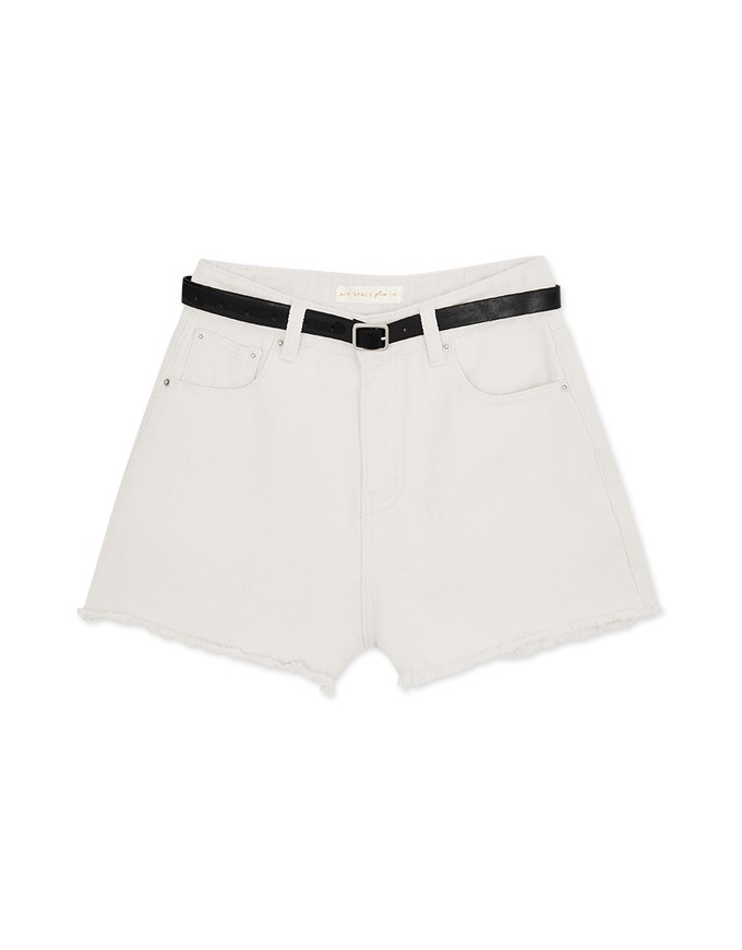 Classic Shaved Denim Jeans Shorts (With Belt)