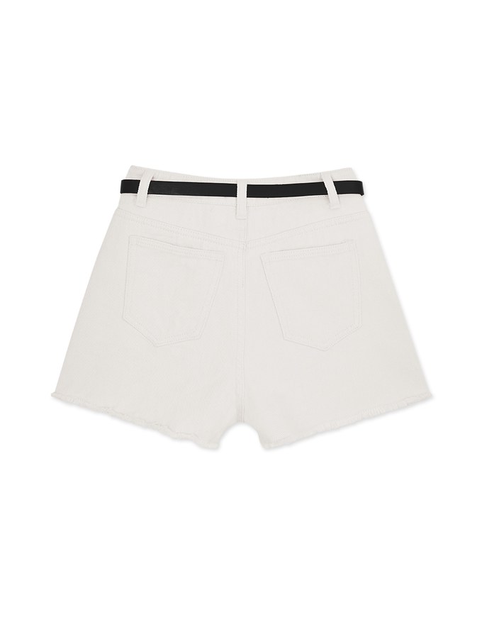 Classic Shaved Denim Jeans Shorts (With Belt)