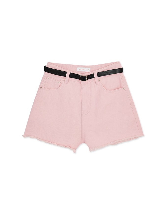 Classic Shaved Denim Jeans Shorts (With Belt)