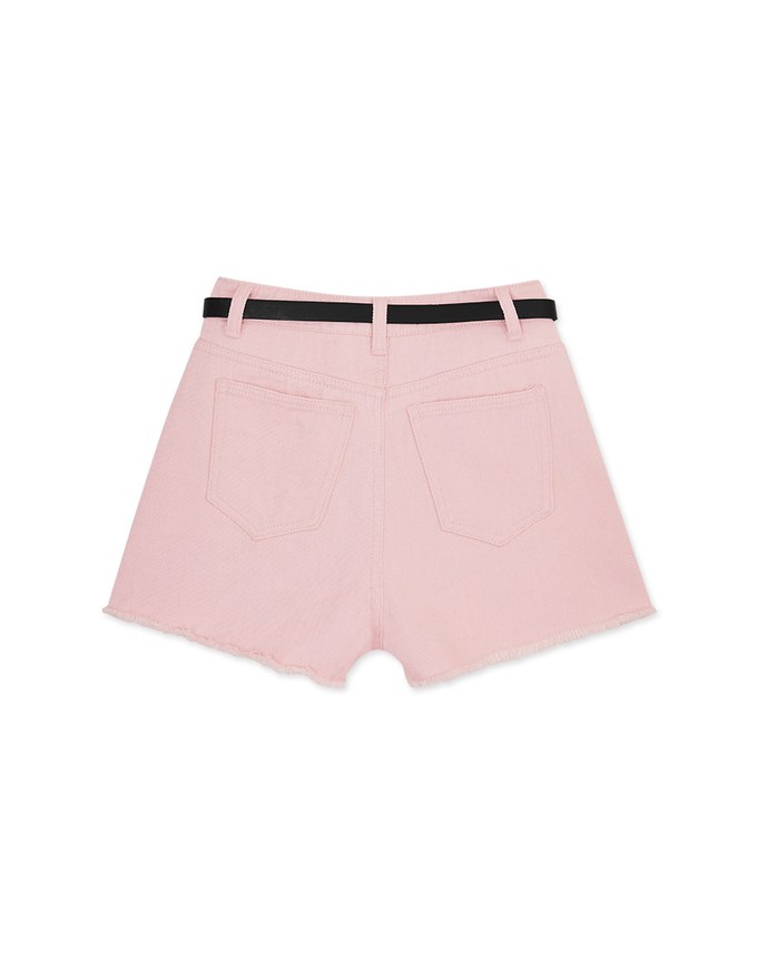 Classic Shaved Denim Jeans Shorts (With Belt)