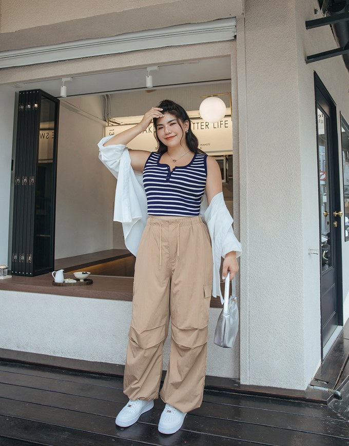 Large Pocket Drawstring Cargo Pants