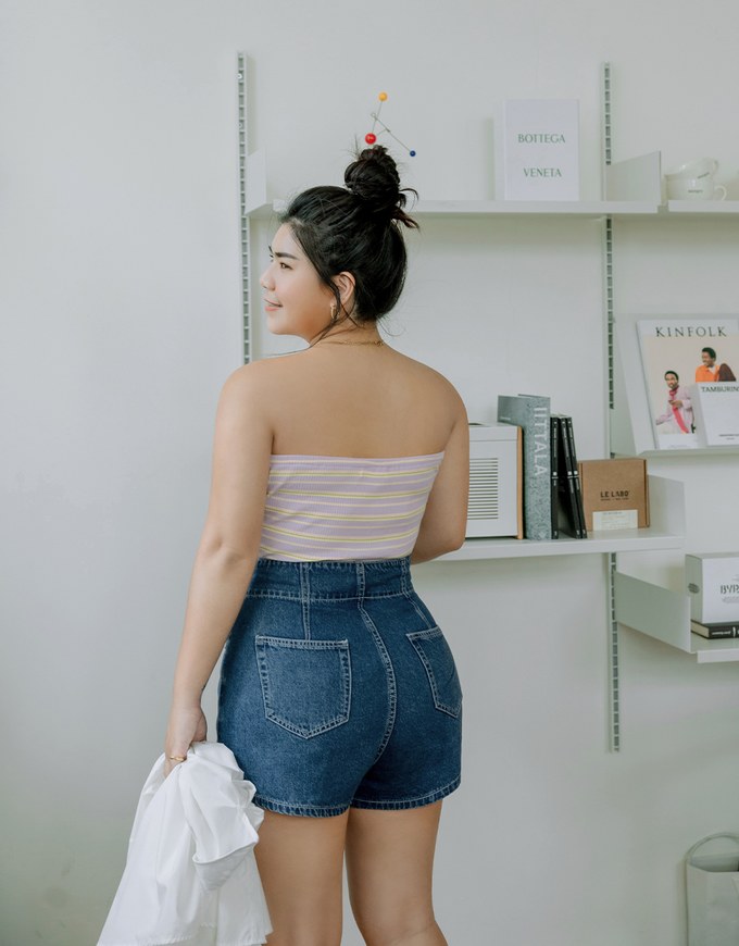 【Den!m LITE】Perfect Waistline Denim SHORTS Lightweigth Fabric Extra High Waisted Slimming Jeans Skirt DNA