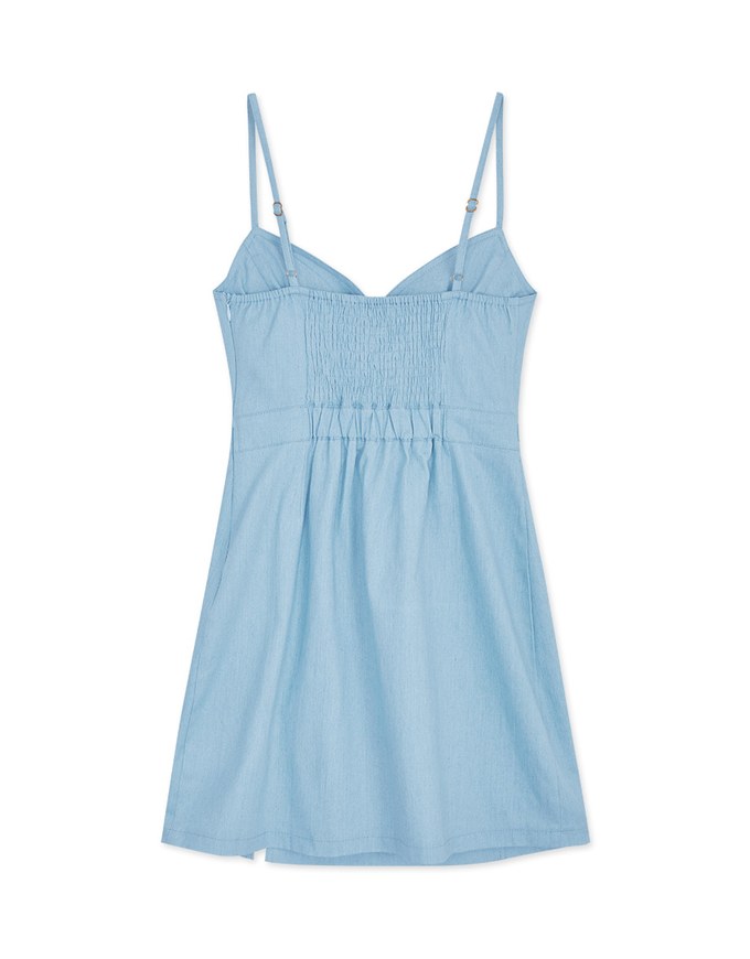 Gold Chain Heart Collar Denim Jeans Mini Dress (With Padding)