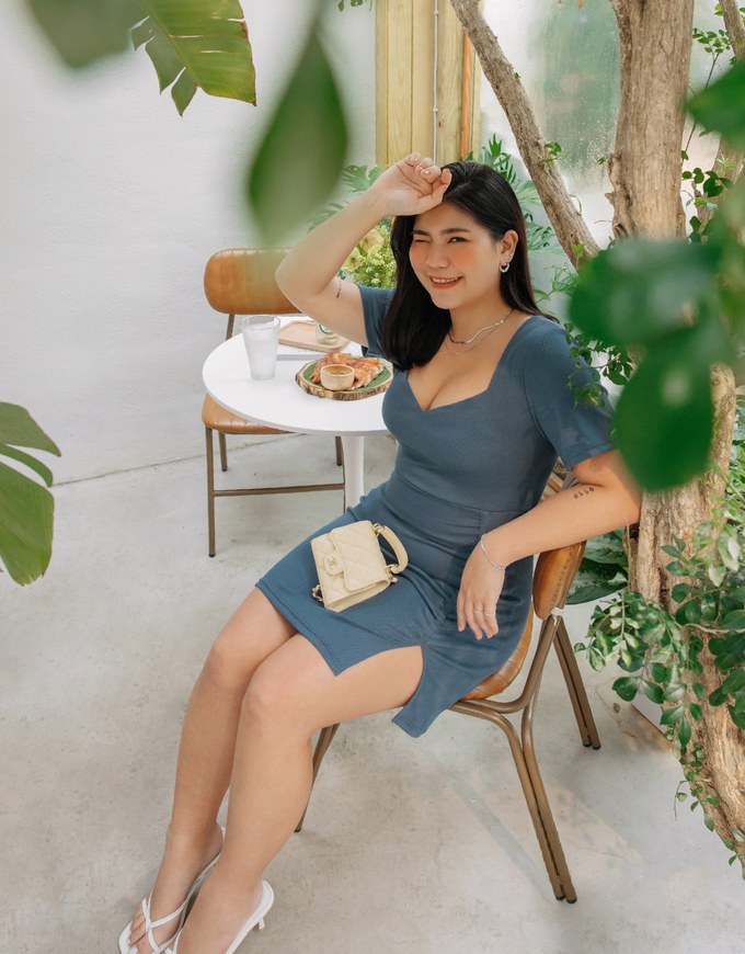 Knit Fitted Slit Mini Dress
