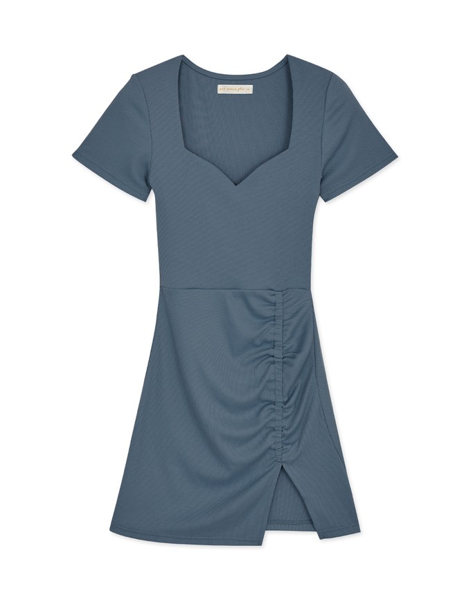 Knit Fitted Slit Mini Dress